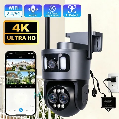 Dual Lens 4K WiFi Security Camera 10X Zoom Outdoor Home Night Vision CCTV PTZ US