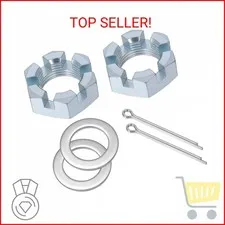 2 Set Trailer Axle Nut Kit Castle Nut Kit for 1" Shaft Spindle, Includes 1" Shaf