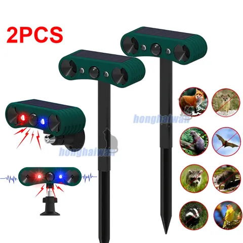 2x Outdoor Solar Wireless Motion Sensor Alarm 13 Sound Detector 130db Loud Noise