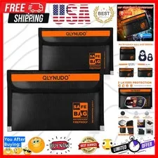 Small Fireproof Money Bag for Cash, Stealth Nesting 2-Pack | Fits Passports |...