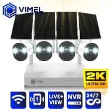 WIFI NVR Security System 4 cameras  Solar Panel UHD 2K Wireless Outdoor Home