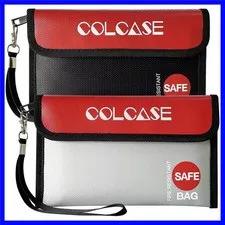 Enhanced 2-Pack Fireproof & Water-Resistant Bags - Zipper Closure for Security