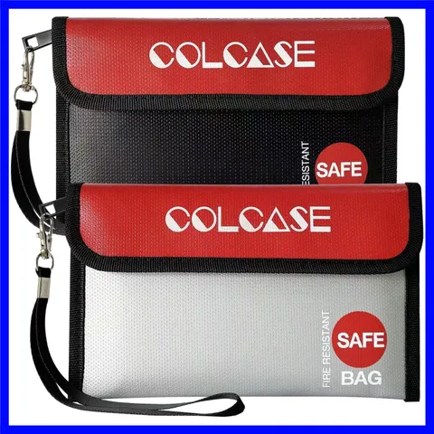 Enhanced 2-Pack Fireproof & Water-Resistant Bags - Zipper Closure for Security