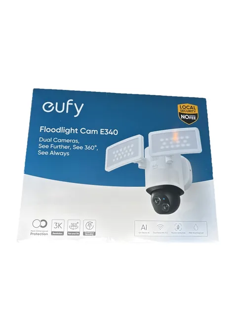 eufy Security Floodlight Camera E340 Wired 3K PTZ Dual 360 Camera Dual-Band