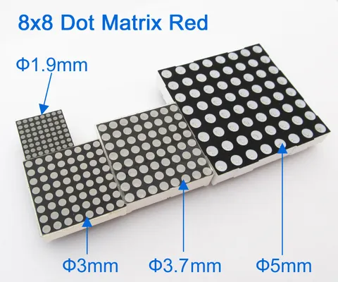 1pc 8x8 Dot Matrix Red LED Display Common Anode Cathode 1.9mm/3mm/3.7mm/5mm