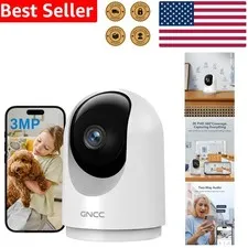Indoor Security Camera 2K Smart Pan Tilt WiFi Crystal Night Vision Audio Alex...
