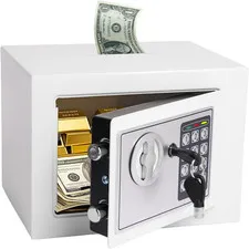Mini Electronic Safe Box with Digital Keypad & Keys, 0.23 Cubic, 9.06"Wx6.69"Dx6