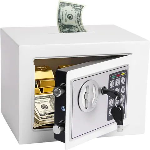 Mini Electronic Safe Box with Digital Keypad & Keys, 0.23 Cubic, 9.06"Wx6.69"Dx6