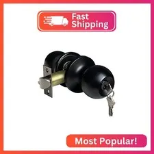 BESTTEN Keyed Entry Door Knob, Heavy Duty Entrance Door Lock, Matte Black