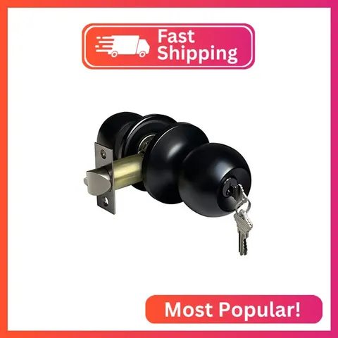 BESTTEN Keyed Entry Door Knob, Heavy Duty Entrance Door Lock, Matte Black