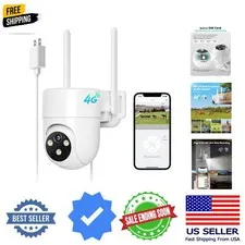 4G LTE Cellular Security Camera Wired, No WiFi Security Camera Outdoor Indoor...