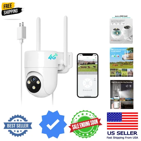 4G LTE Cellular Security Camera Wired, No WiFi Security Camera Outdoor Indoor...