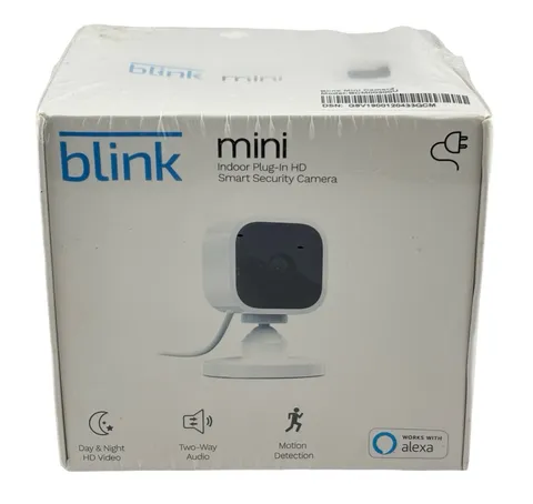 Blink Mini Indoor Plug-In HD Smart Security Camera HD Video Alexa BCM00300U NEW