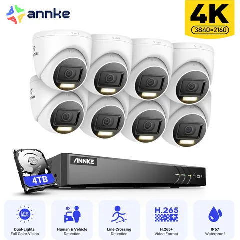 ANNKE 4K Color Night CCTV Security Camera System 8CH DVR Outdoor Human Detection
