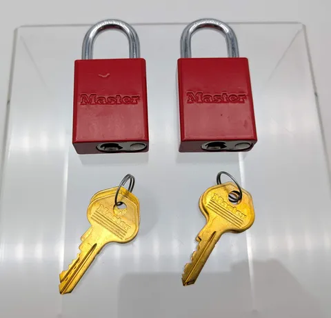 Master Lock Safety Padlock 1/4" Dia Shackle 1-13/16" Body Keyed Diff Pack of 2