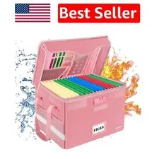 Stylish Fireproof Document Storage Box - 35L Capacity, Portable & Lockable, Pink