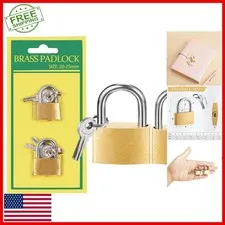 2 Pcs Mini Solid Brass Padlocks with Keys for Luggage & Lockers