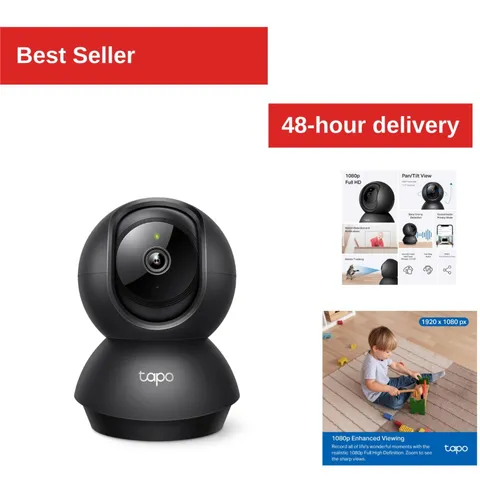 1080P Indoor Pan/Tilt Security Camera - Night Vision, 2-Way Audio, Black
