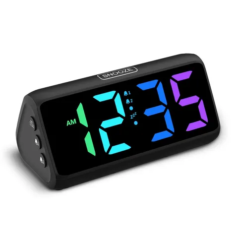 Netzu Loud Alarm Clock for Heavy Sleepers, RGB Alarm Clocks for Bedrooms Seni...