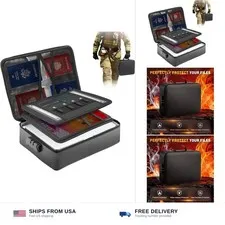Kanhiro Fireproof Document Box with Lock - Upgraded Waterproof Fireproof Docu...