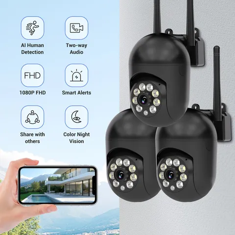 3pcs 1080P FHD Security 2.4G&5G Wifi Cameras IP54 Water-proof Camera