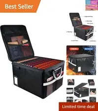 Fireproof Document Box, Fireproof File Box with Lids, Important Document Orga...