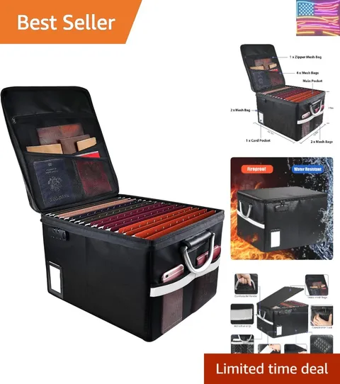 Fireproof Document Box, Fireproof File Box with Lids, Important Document Orga...