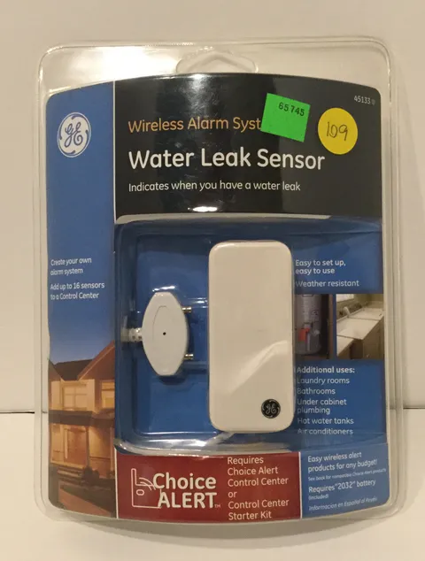 GE Wireless Alarm System Water Leak Sensor 45133 REQ CHOICE ALERT CONTROL CENTER