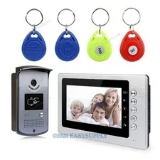 Fashionable 7" Video Door Phone Keyfobs Unlocking Night Vision Color LCD Monitor