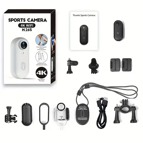 4K Thumb Action Camera, HD Sports Camera, Digital Image Stabilization, Automatic