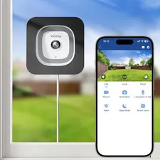 No Drill 2K Window Camera with Angled Mount, 5Ghz&2.4Ghz Wifi Indoor Camera for
