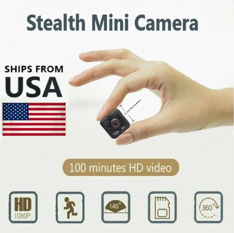 Mini cámara portátil HD 1080P pequeña, con visión nocturna y activación por dete