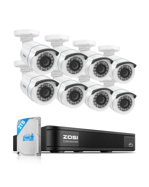 1080P H.265+ Home Security Camera System with AI Human Vehicle Detection, 5MP...