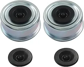 2 Pcs Trailer Hub Cap Set, 2.4" Trailer Bearing Dust Cap with 2 Rubber Plugs, Tr