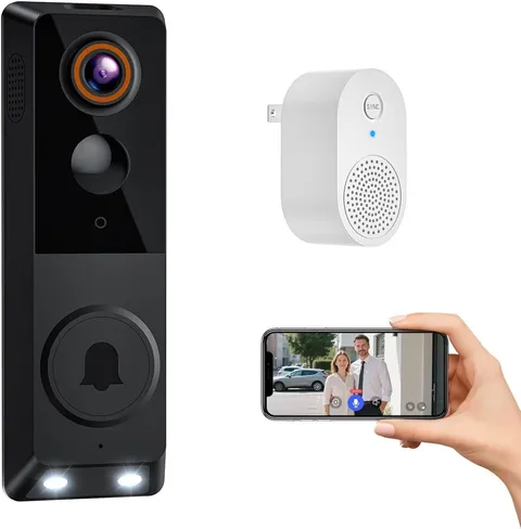 1080p Wireless Wi-Fi Video Doorbell Camera with Doorbell Receiver, Battery Power