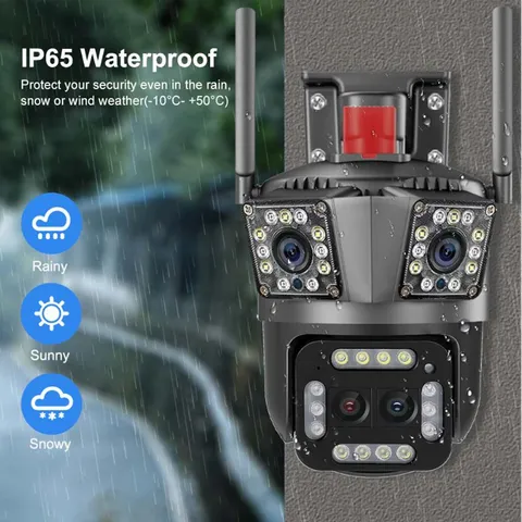 3 Lens Camaras De Seguridad Para Exterior 9MP HD WIFI Con Vision Nocturna Audio