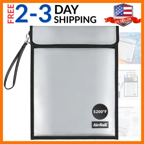 Upgraded 2 Pockets Fireproof Document Bag 52℉, 15 x 11.5 Inches Non-ltchy Sil...