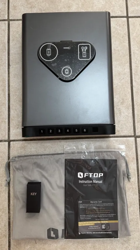 FTOP Biometric Fingerprint Gun Safe, Clock Handgun Safe with 3-in-1 Watch Phone