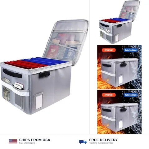 Fireproof Document Box, Fireproof Organizer Safe Box with Lock, Portable Offi...