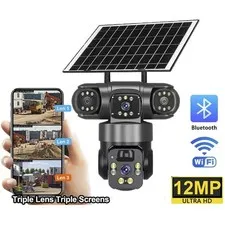 12MP Mobile Security Camera Solar Wireless Outdoor 3 lens Voice Intercom