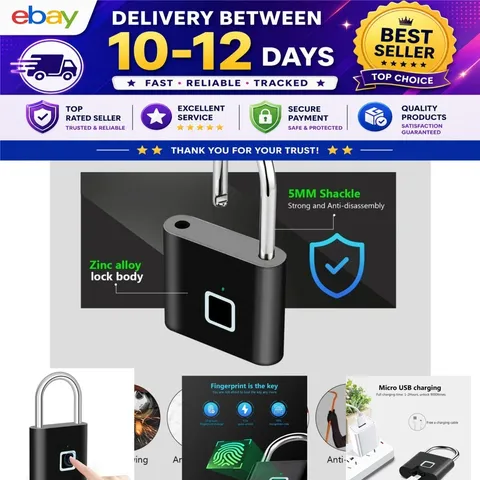 KERUI Fingerprint Smart Padlock Keyless USB Rechargeable Waterproof