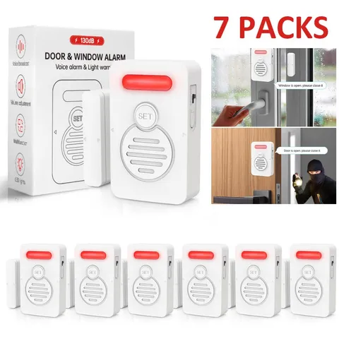 Refrigerator Alarm Wireless Doorbell Sensor 3-Level Volume Voice Window Alert ×7