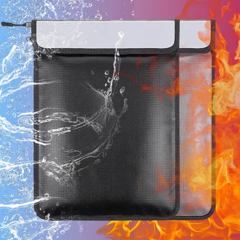 2 Pcs 5200°F Upgraded Fireproof Document Bag, Fire and Water Resistant Bag