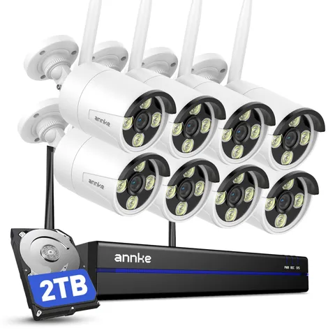 Wireless Camera System, 16CH 4K Security NVR, 8Pcs 3MP Outdoor Cameras(Wired ...