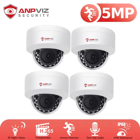 4PCS ANNKE 5MP PoE Dome Security IP Camera IR Night Audio Recording AI Detection
