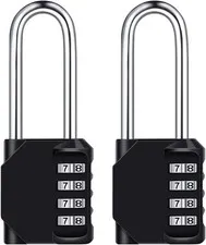 2 Pcs 2.6in Long Shackle Combination Lock,Large Outdoor Weatherproof Padlock,Des