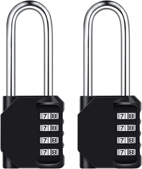 2 Pcs 2.6in Long Shackle Combination Lock,Large Outdoor Weatherproof Padlock,Des