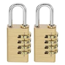 Brass Combination Lock 3.15", 2Pcs 4 Digit Resettable Combination Padlock Yellow