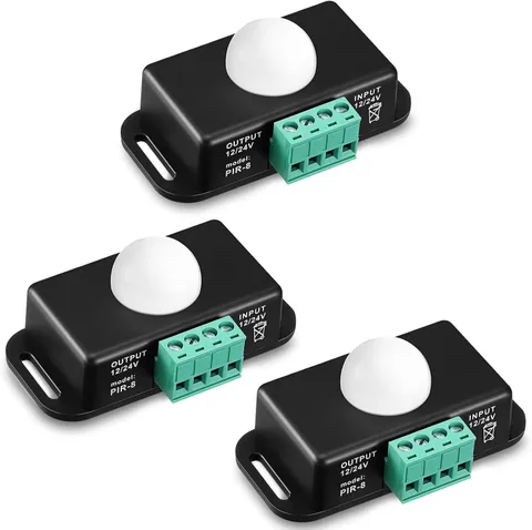 3 Packs 12 V 24 V PIR Sensor Adjustable LED C Black Infrared Motion Detector Bod