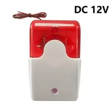 DC12V Strobe Siren Alarm Sound Alarm Red Light Siren Security Wired Indicator